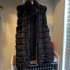 Women's Reversable Black Faux Fur Vest